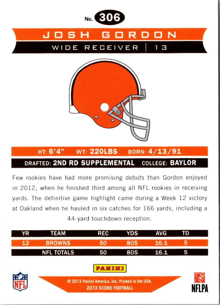 2013 Score Josh Gordon