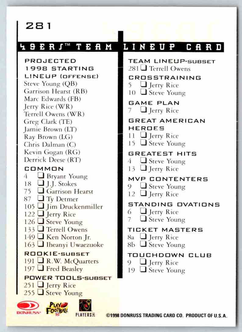 1998 Leaf Rookies And Stars Terrell Owens