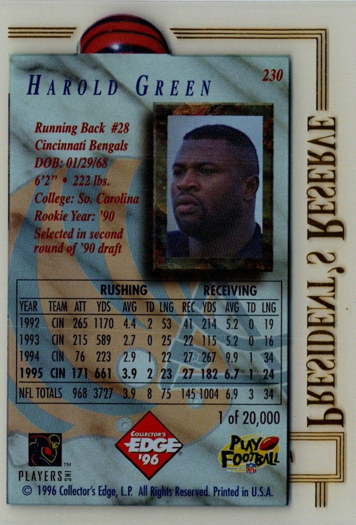 1996 Collector's Edge President's Reserve Harold Green