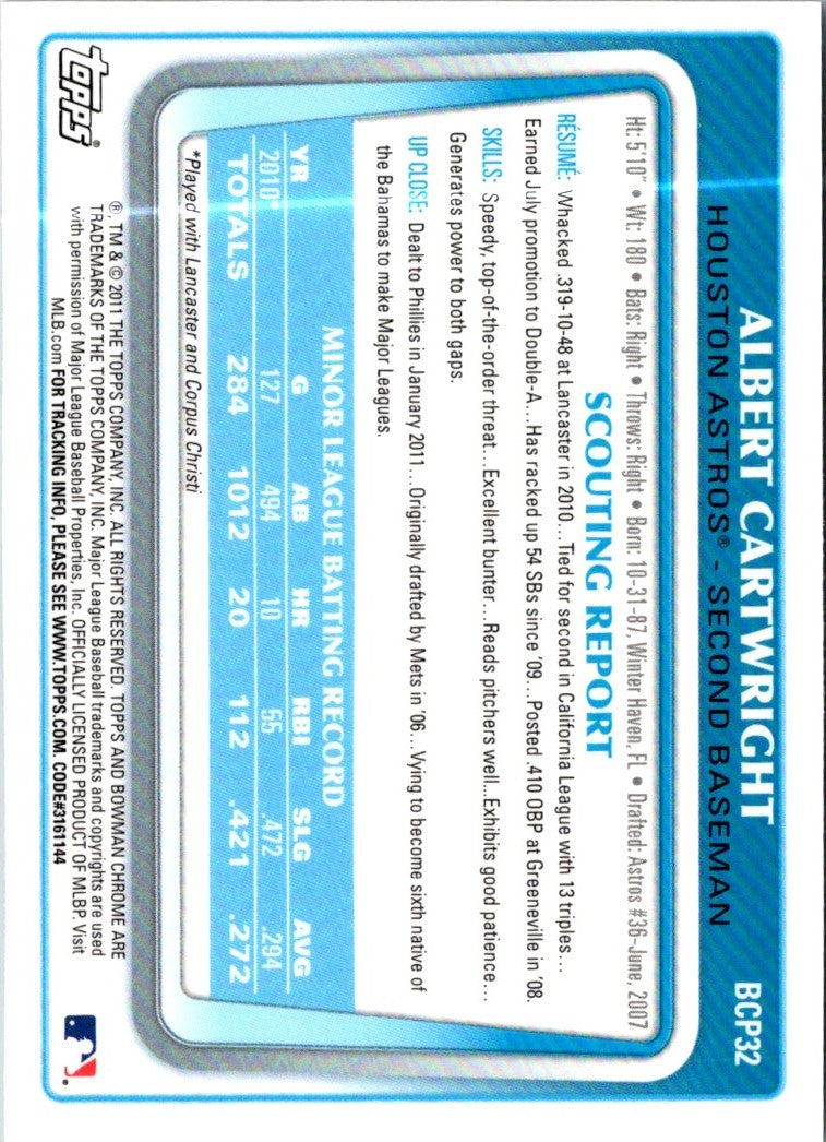 2011 Bowman Chrome Prospects Albert Cartwright