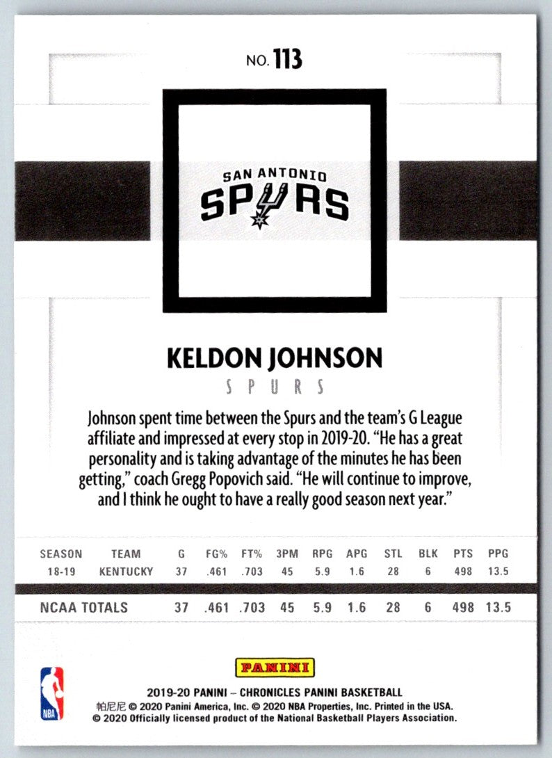 2019 Panini Chronicles Keldon Johnson