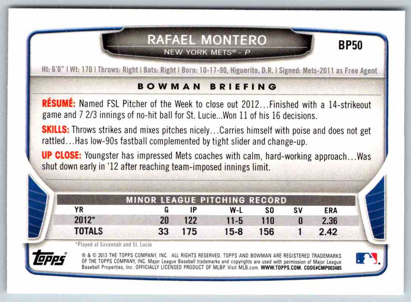 2014 Bowman Rafael Montero