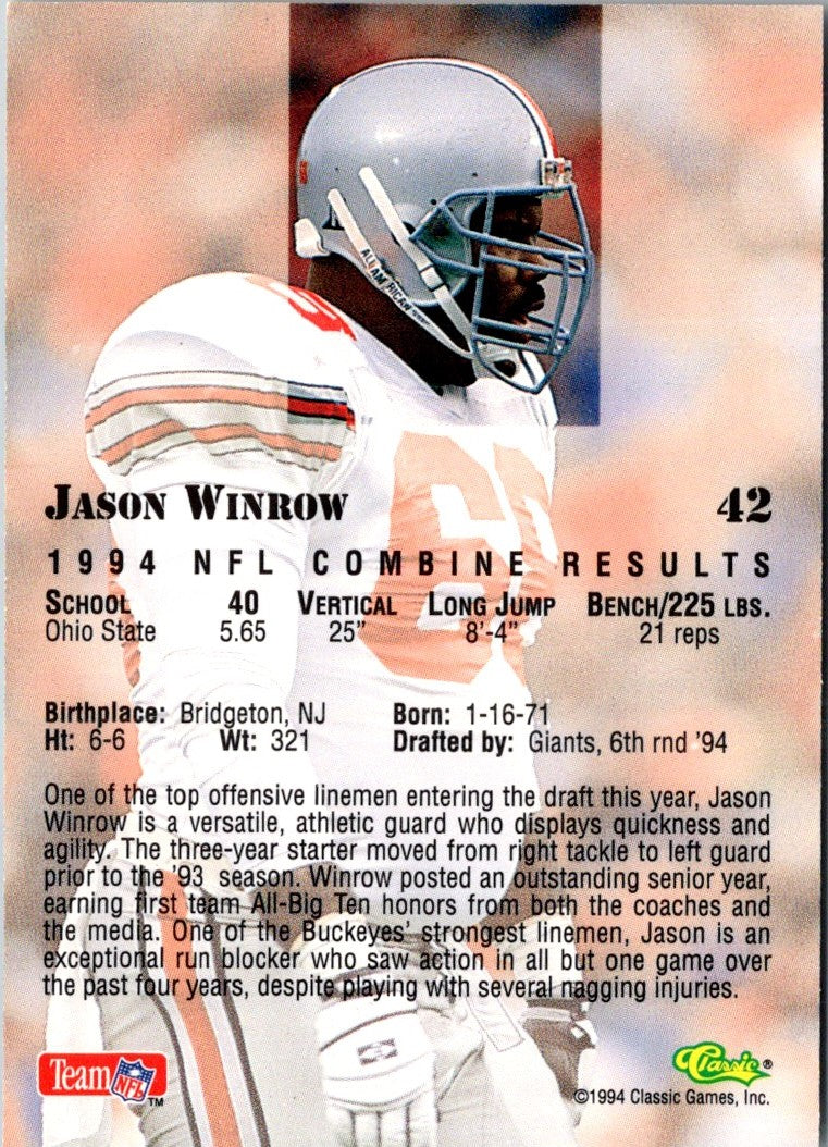 1994 Classic NFL Draft Jason Winrow