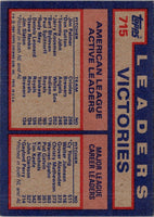1984 Topps AL Active Career Victory Leaders - Jim Palmer/Don Sutton/Tommy John ACL #715