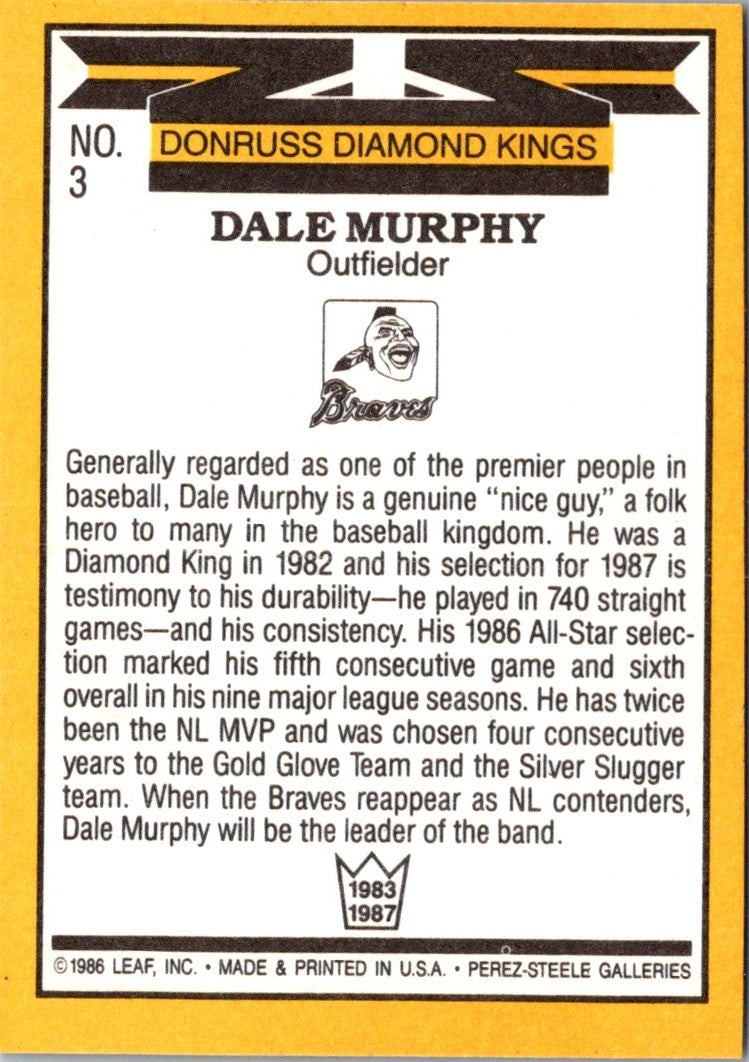 1987 Donruss Diamond Kings Dale Murphy