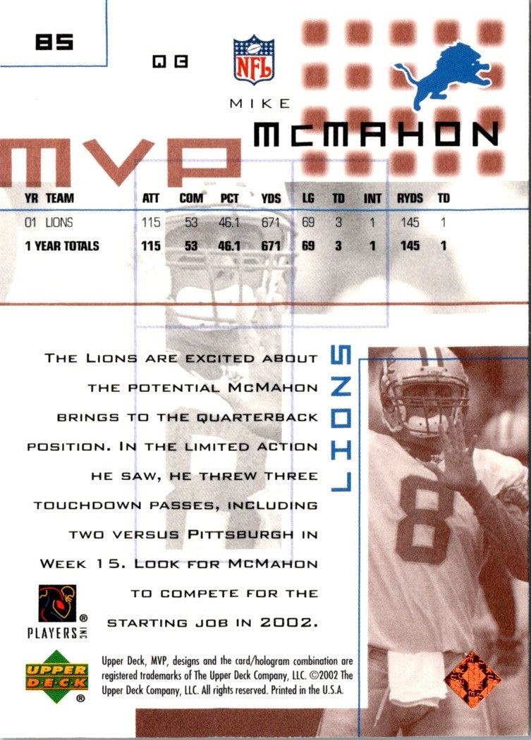 2002 Upper Deck MVP Mike McMahon