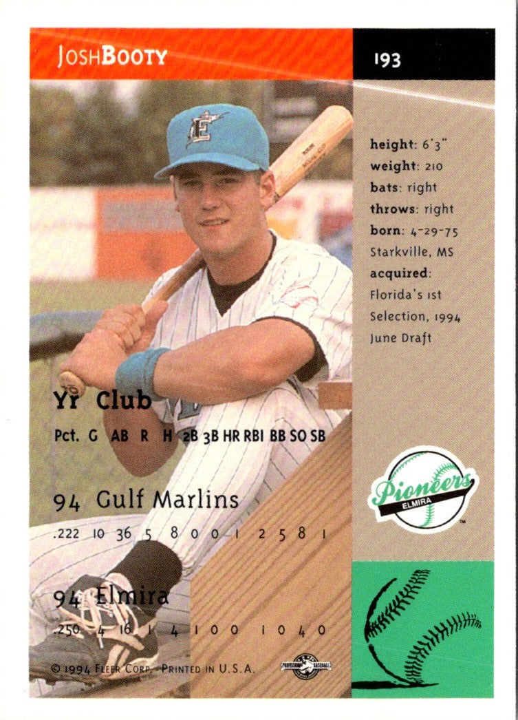 1994 Fleer Excel Josh Booty