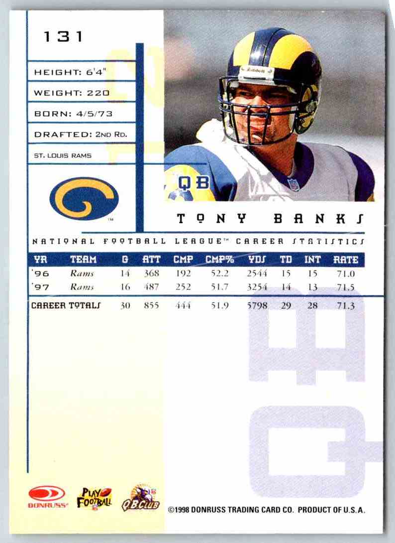 1998 Leaf Rookies And Stars Tony Banks