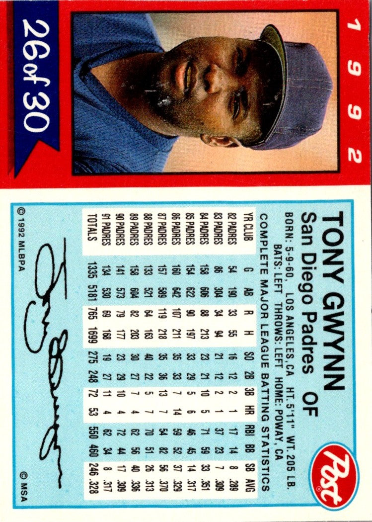 1992 Post Cereal Tony Gwynn