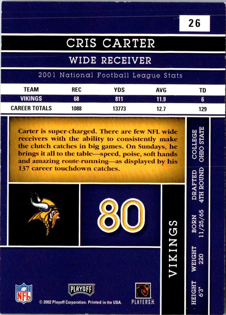 2002 Playoff Absolute Memorabilia Cris Carter