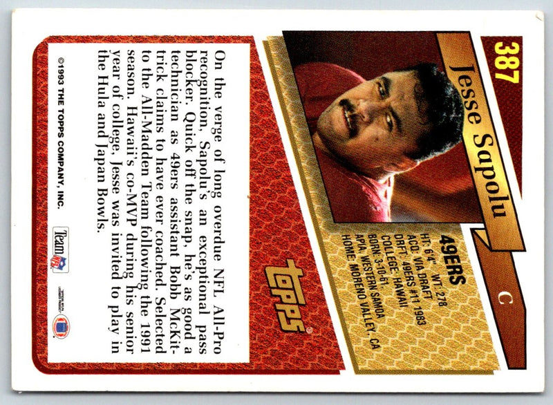 1993 Topps Jesse Sapolu