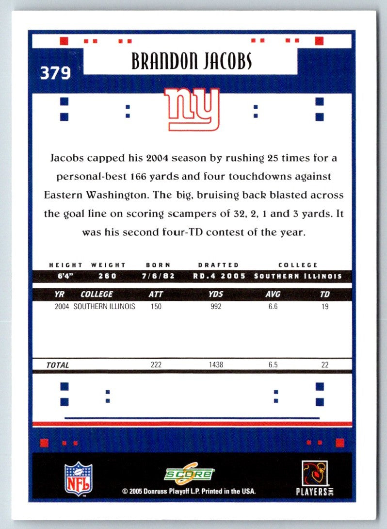2005 Score Brandon Jacobs