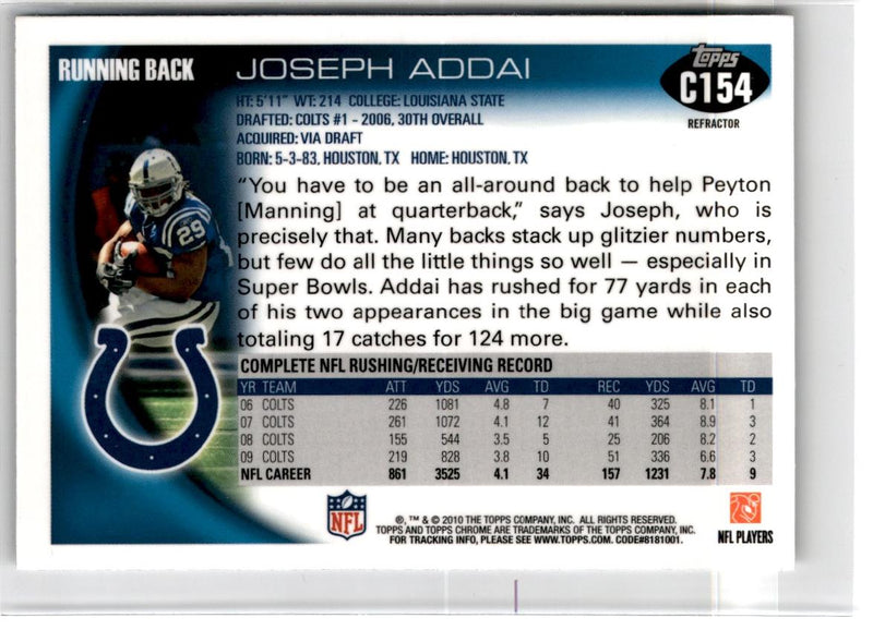 2010 Topps Chrome Joseph Addai