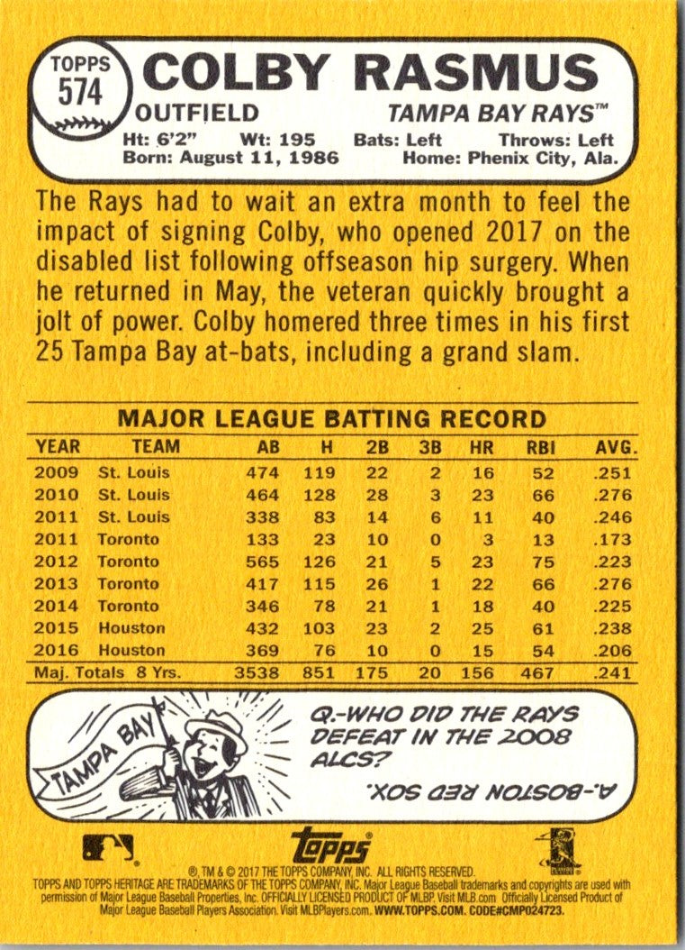 2017 Topps Heritage Colby Rasmus