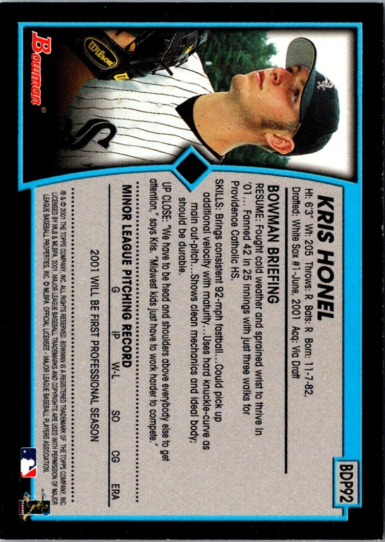 2001 Bowman Draft Picks & Prospects Kris Honel