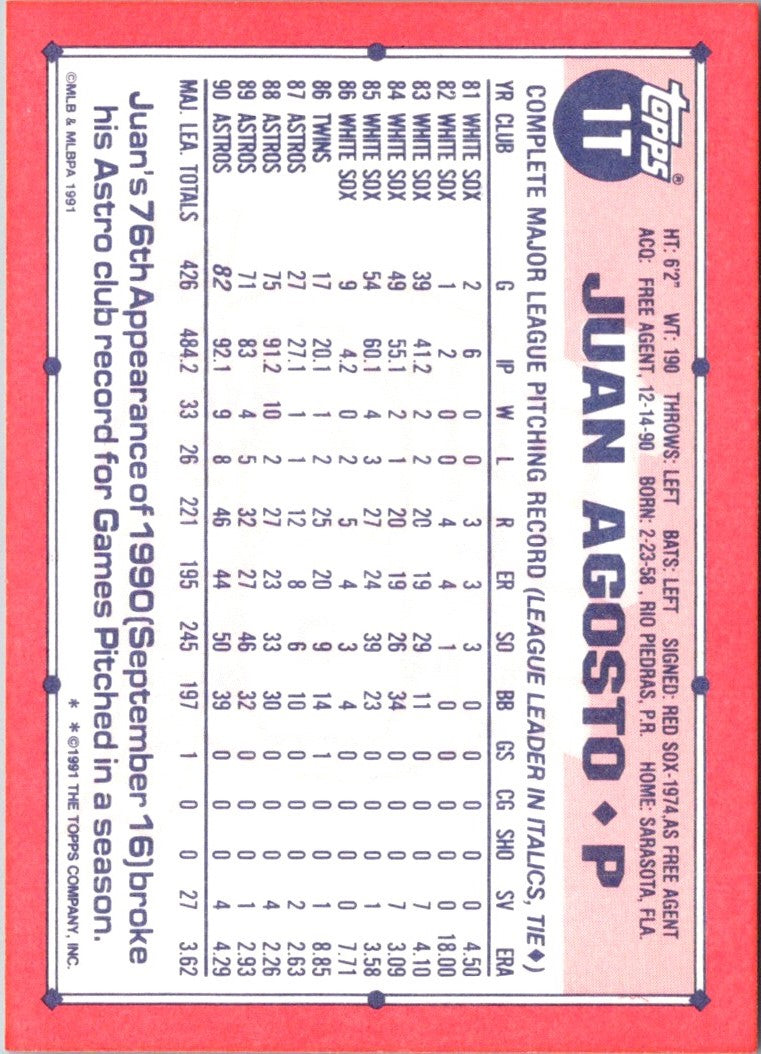 1991 Topps Traded Juan Agosto