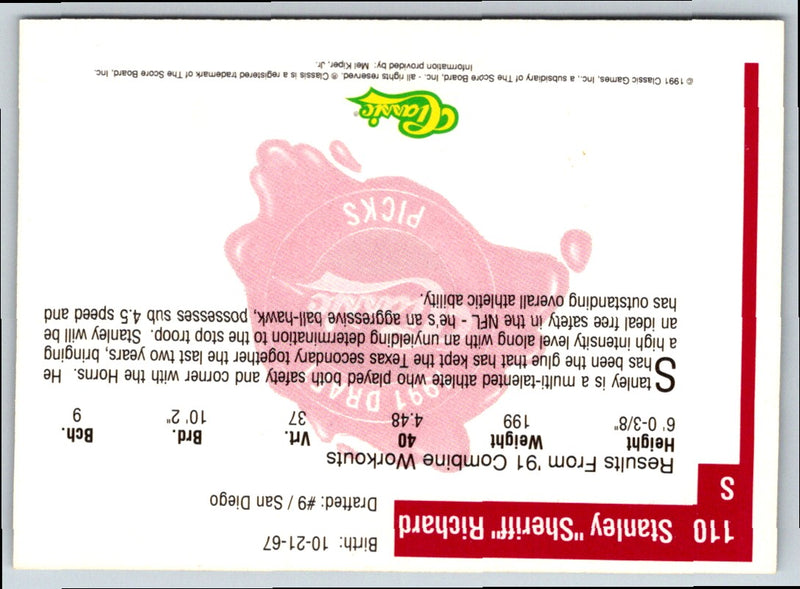 1991 Score Stanley Richard