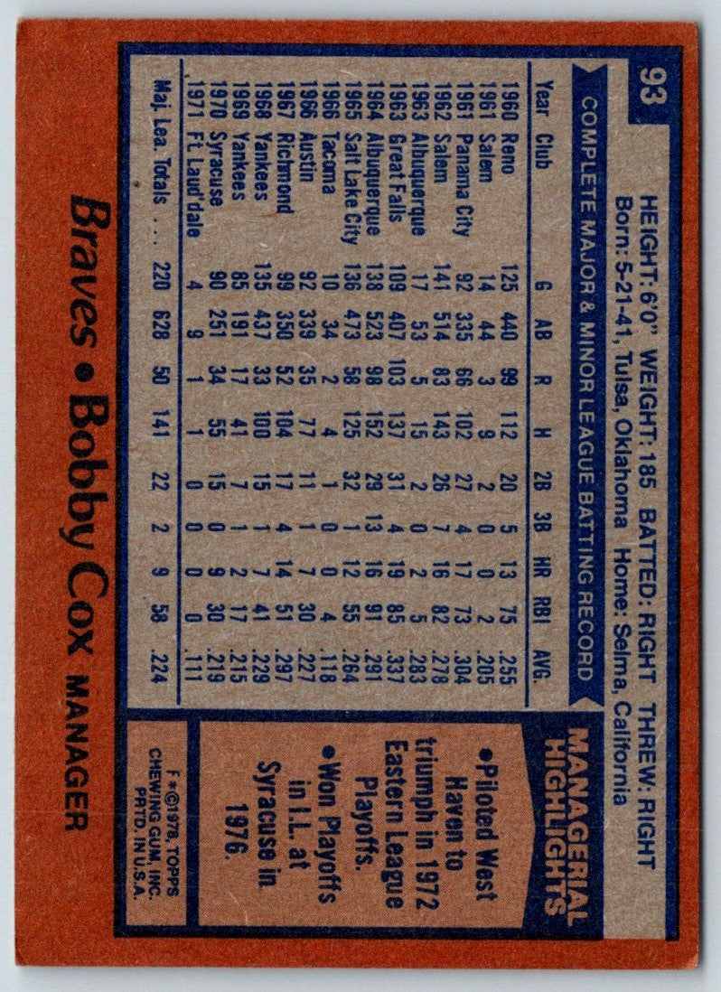 1972 Topps Bobby Cox