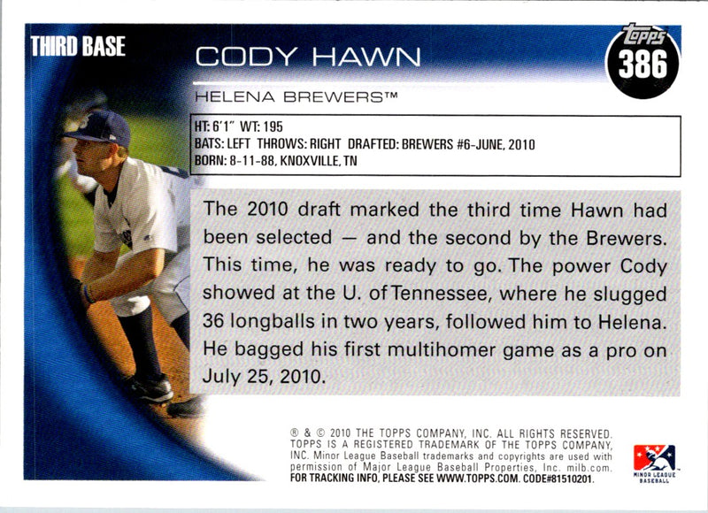 2010 Topps Pro Debut Cody Hawn