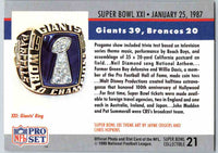 1990 Pro Set Super Bowl Collectibles Super Bowl #21