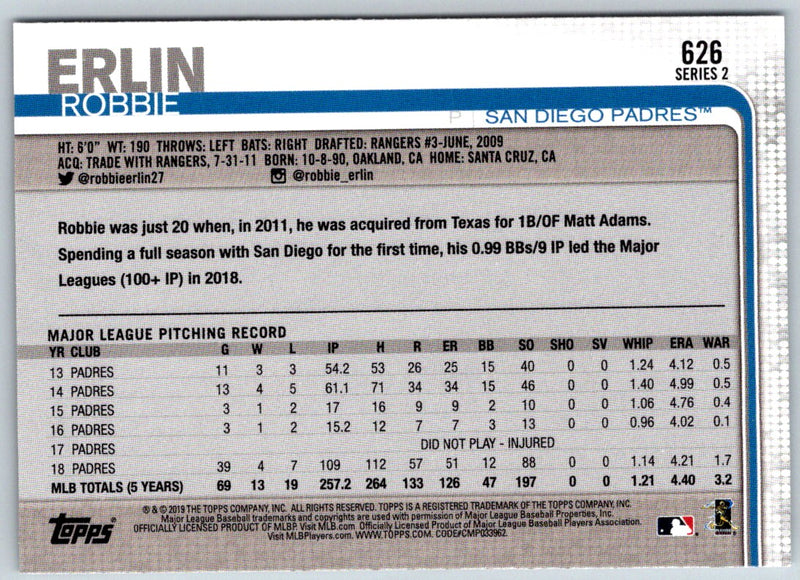 2019 Topps Robbie Erlin