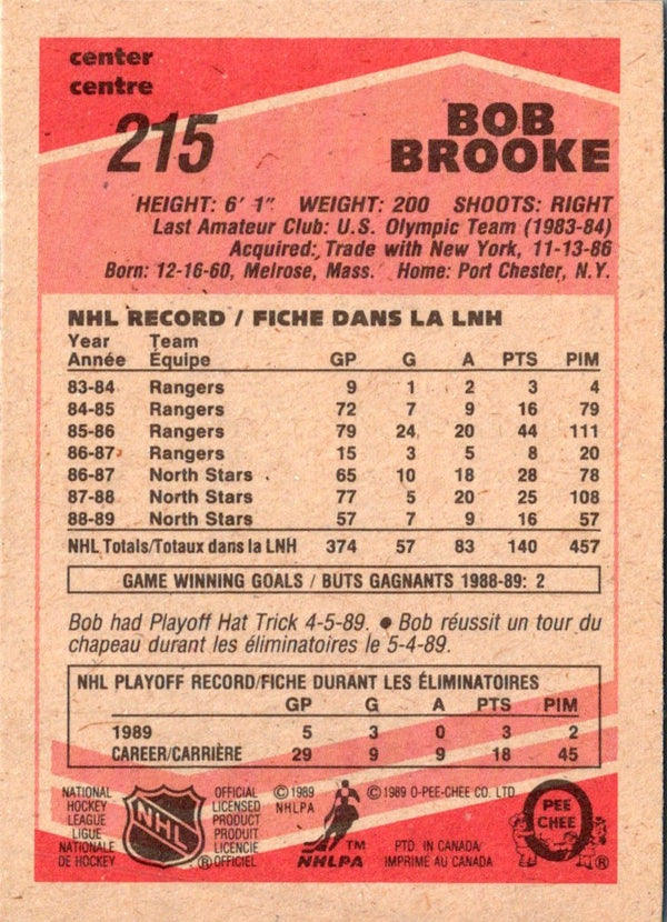 1989 O-Pee-Chee Bob Brooke #215