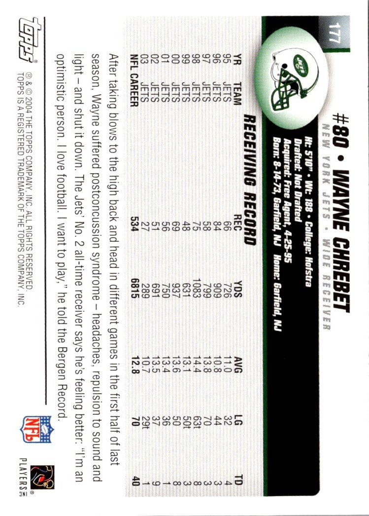 2004 Topps Wayne Chrebet