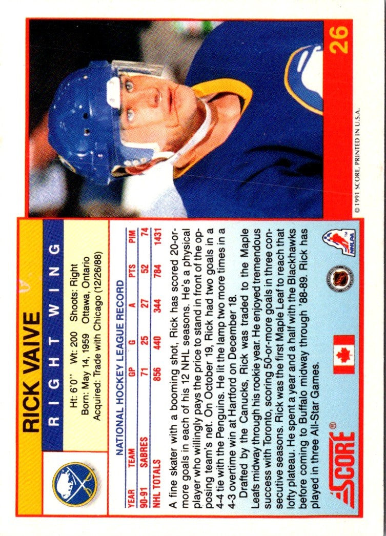 1991 Score Rick Vaive