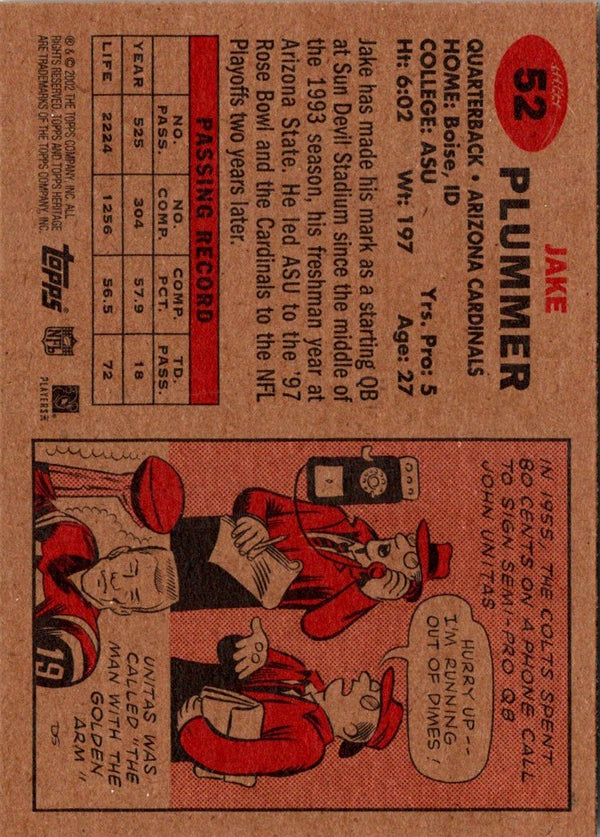 2002 Topps Heritage Jake Plummer #52