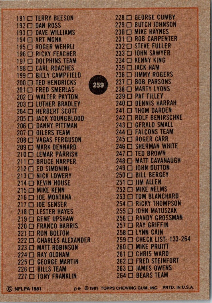 1984 Topps Checklist 1-165