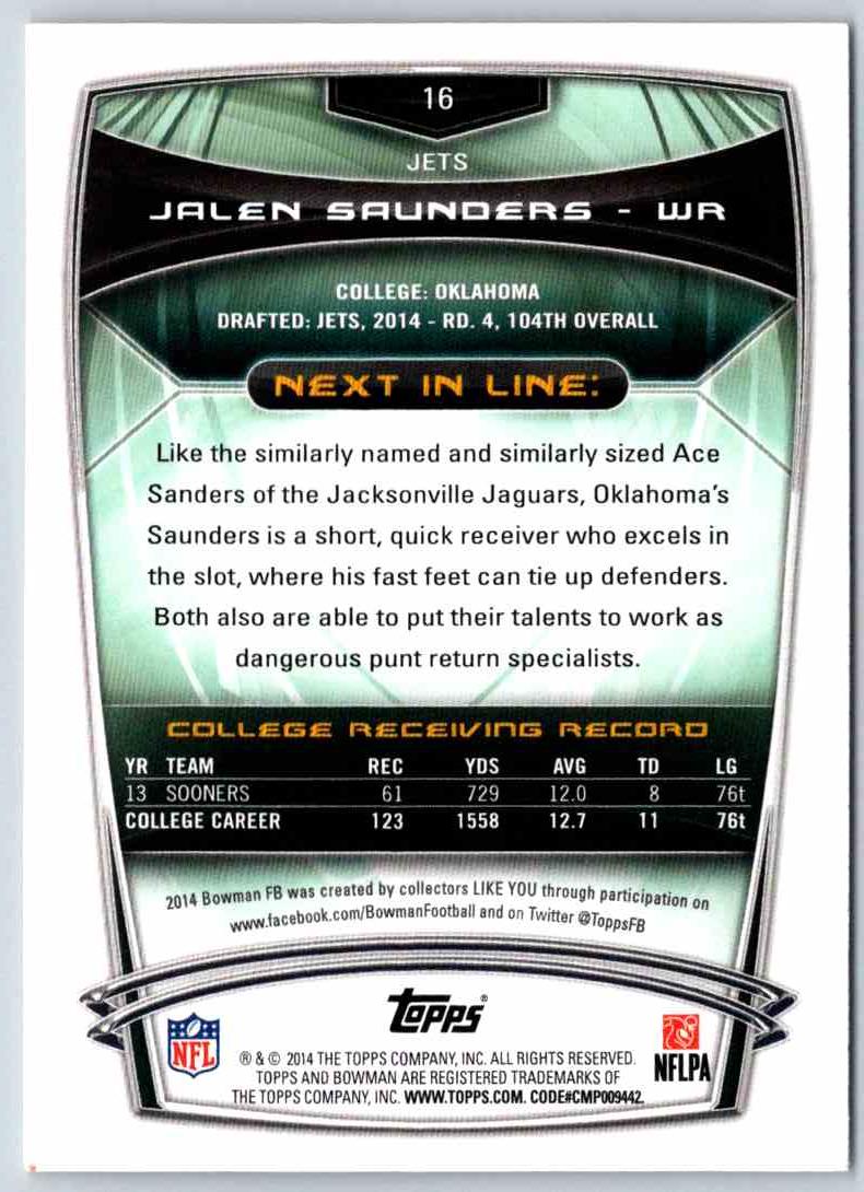 2014 Bowman Football Jalen Saunders