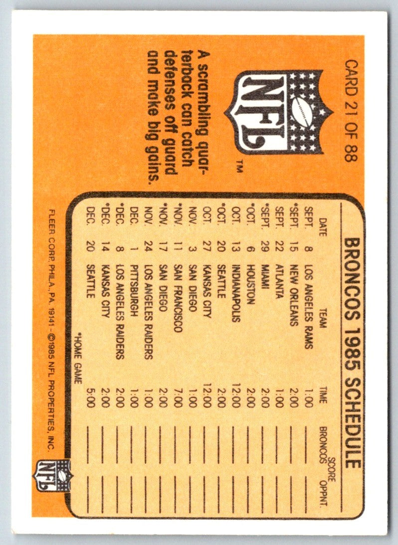 1985 Fleer Team Action About to Hit Paydirt (1985 Schedule)