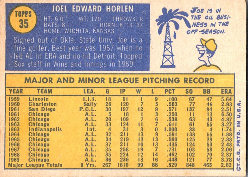 1970 Topps Joe Horlen