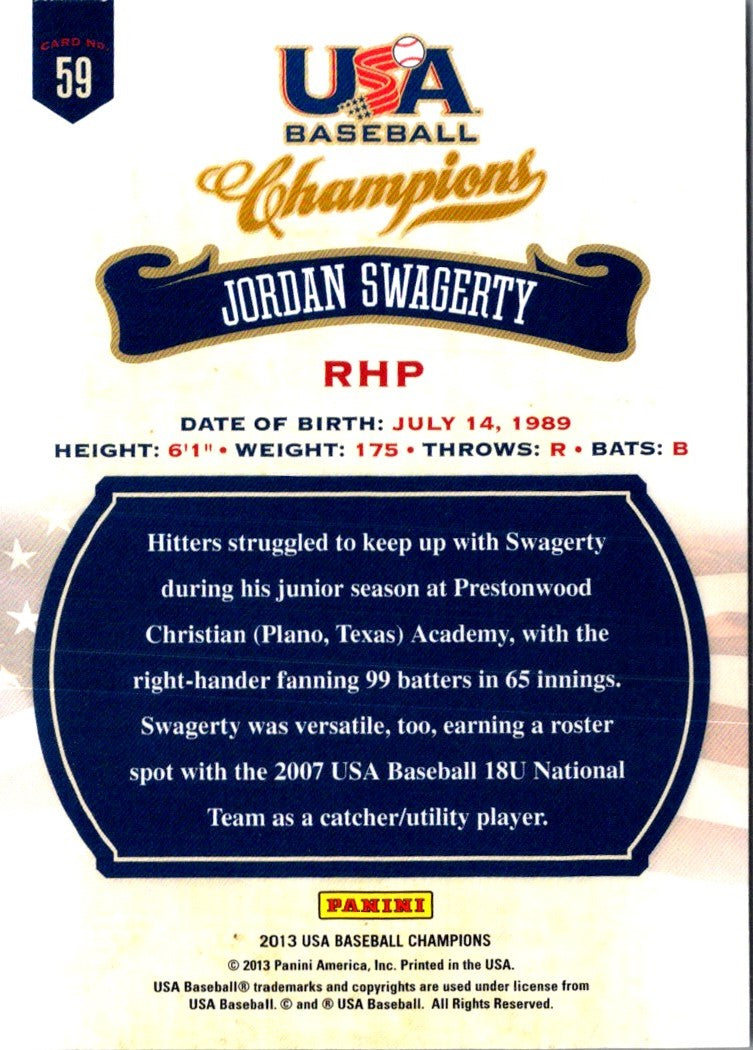 2013 Panini USA Champions Jordan Swagerty