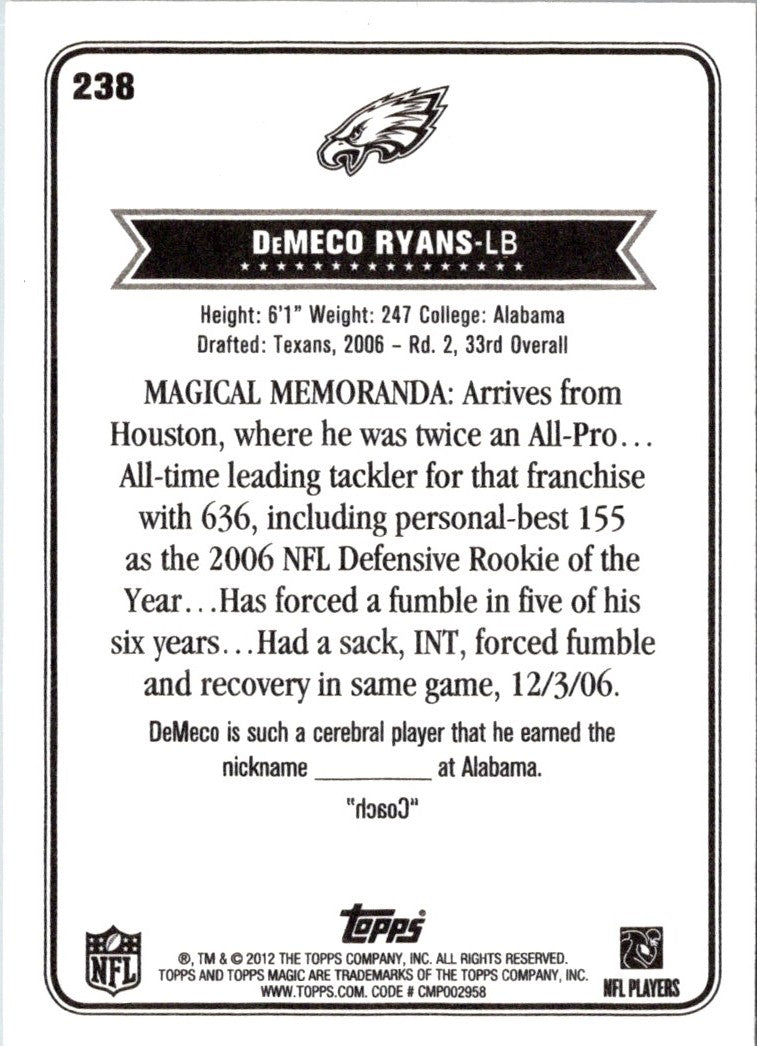 2012 Topps Magic DeMeco Ryans