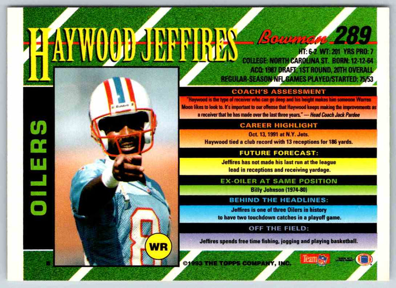 1993 Bowman Football Haywood Jeffires