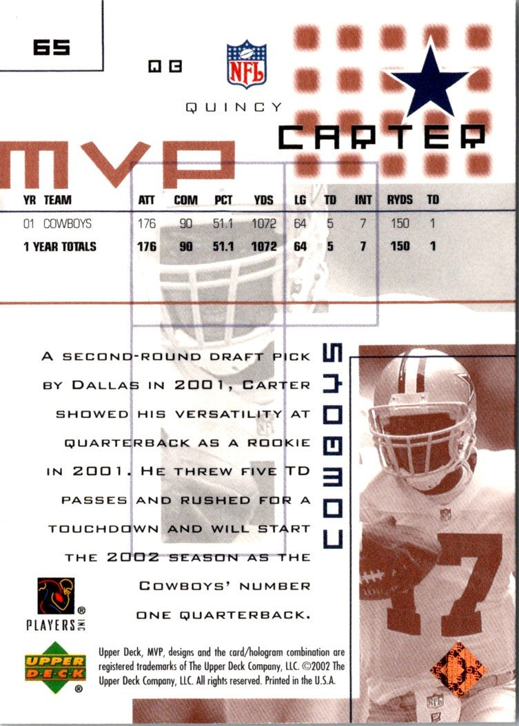 2002 Upper Deck MVP Quincy Carter