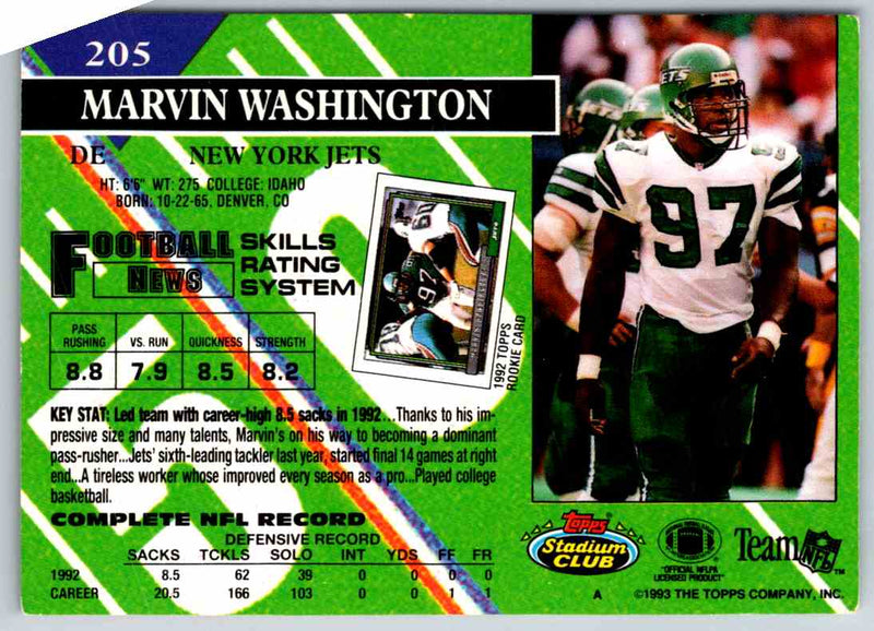 1991 Topps Stadium Club Football Marvin Washington