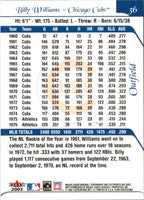 2003 Flair Greats Billy Williams #36
