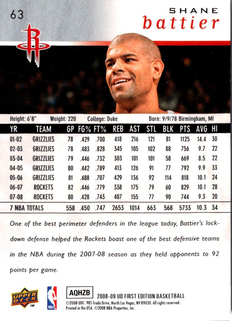 2008 Upper Deck Shane Battier