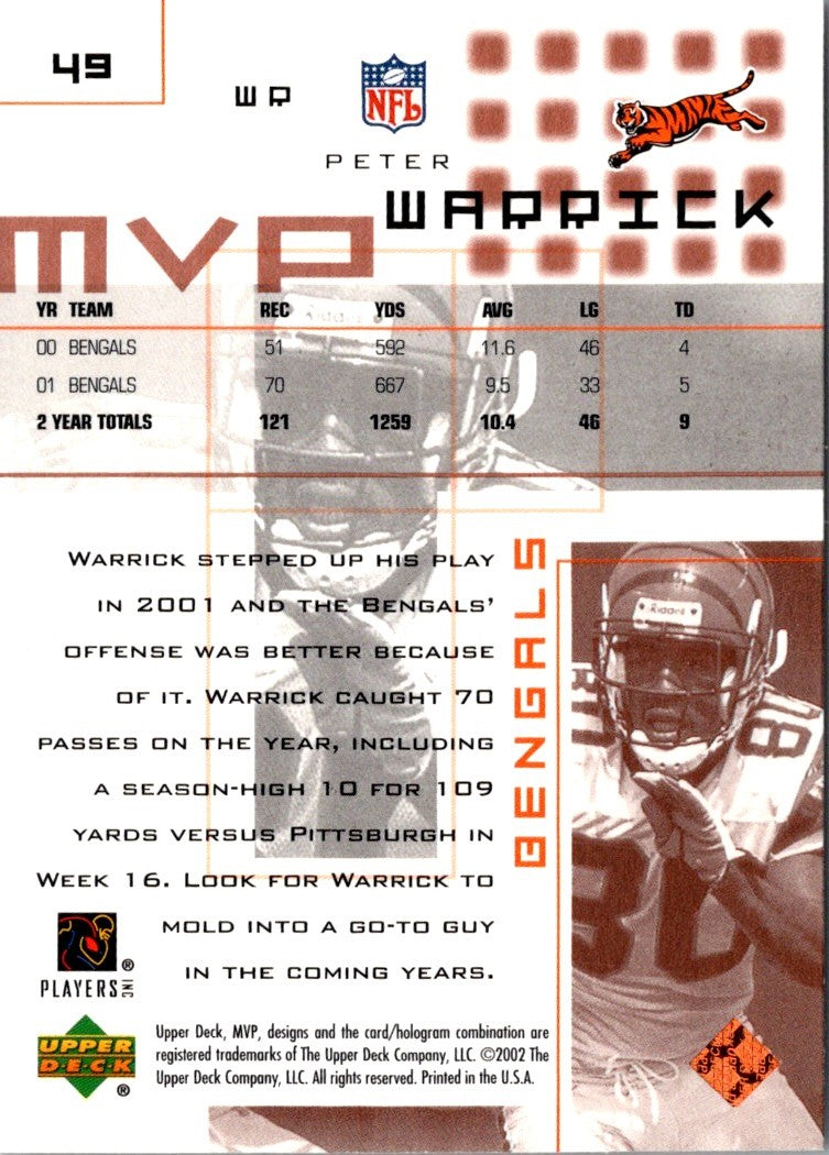 2002 Upper Deck MVP Peter Warrick