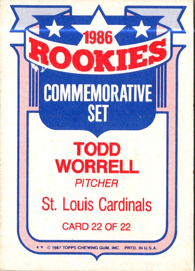 1987 Topps Glossy Rookies Todd Worrell