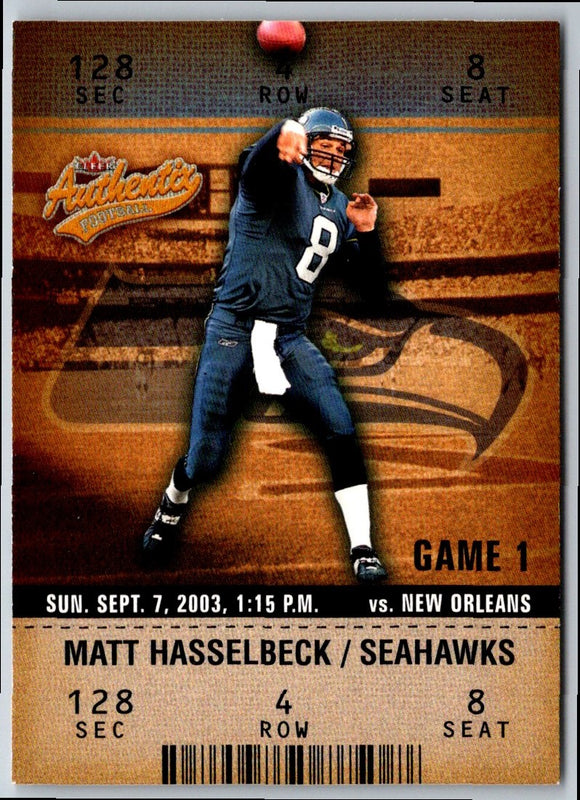 2003 Fleer Authentix Matt Hasselbeck #36