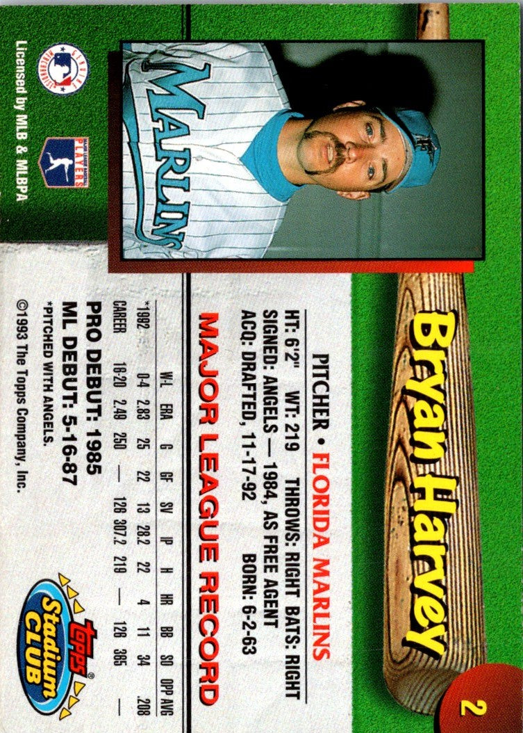 1993 Stadium Club Florida Marlins Bryan Harvey