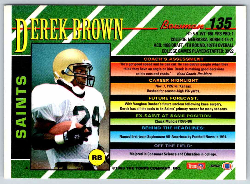 1993 Bowman Football Derek Brown