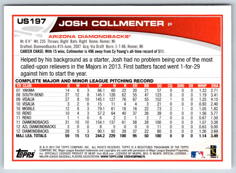 2013 Topps Update Josh Collmenter