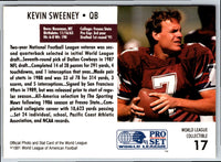 1991 Pro Set WLAF Inserts Kevin Sweeney #17