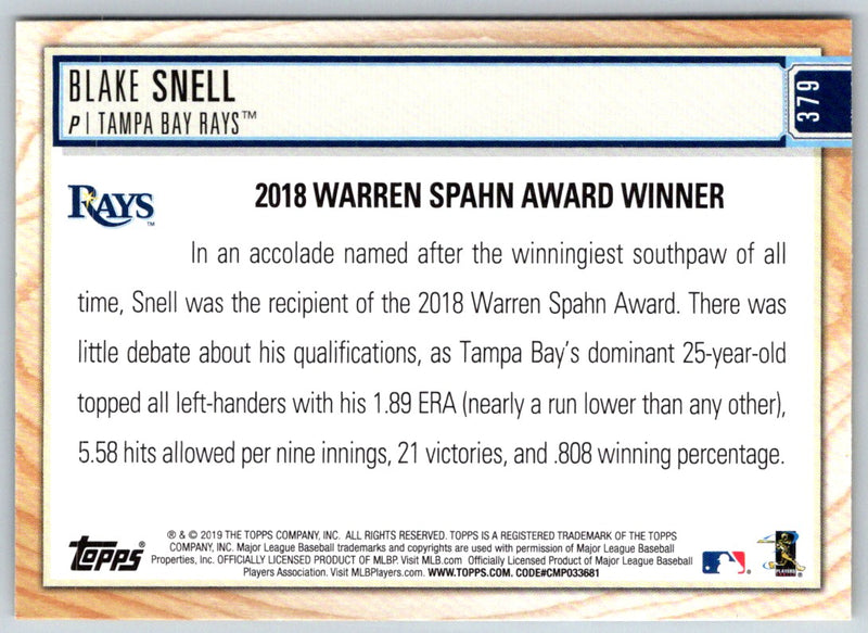 2019 Topps Big League Blake Snell