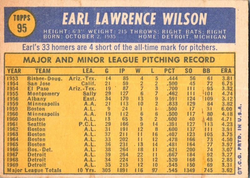 1970 Topps Earl Wilson