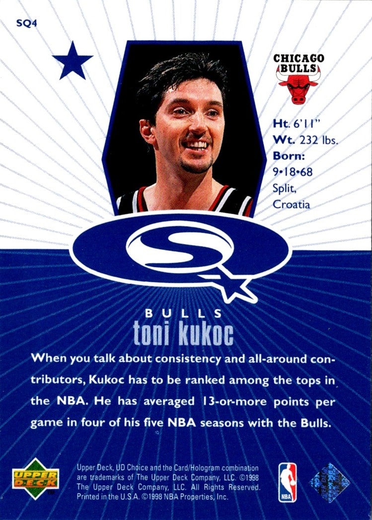 1998 UD Choice StarQuest Red Toni Kukoc